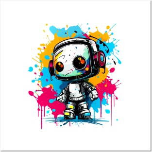 Cute cartoon Robot. Funny cyborg. Posters and Art